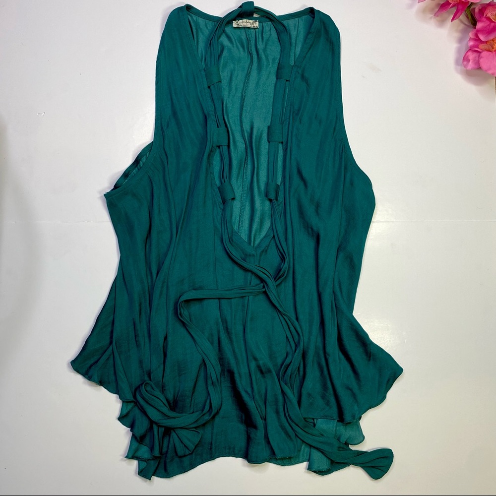 Free people plunge blouse greeny blue